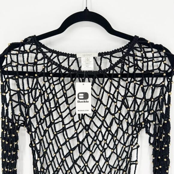 NWT VEVERET Beaded Open Stitch Sweater‎ Whimsigoth Festival Dark Romantic Size S - Picture 6 of 13